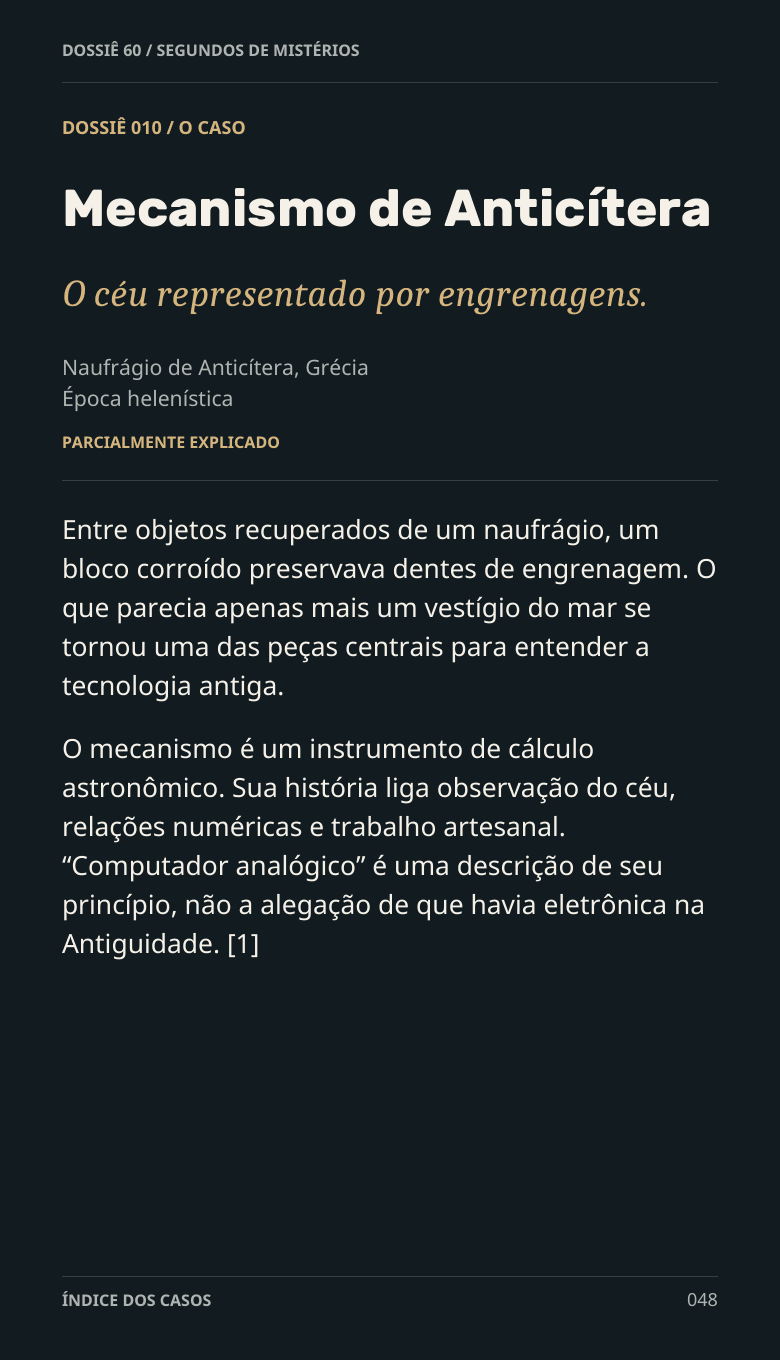 Página de prévia do dossiê gratuito de Anticítera, 1 de 4